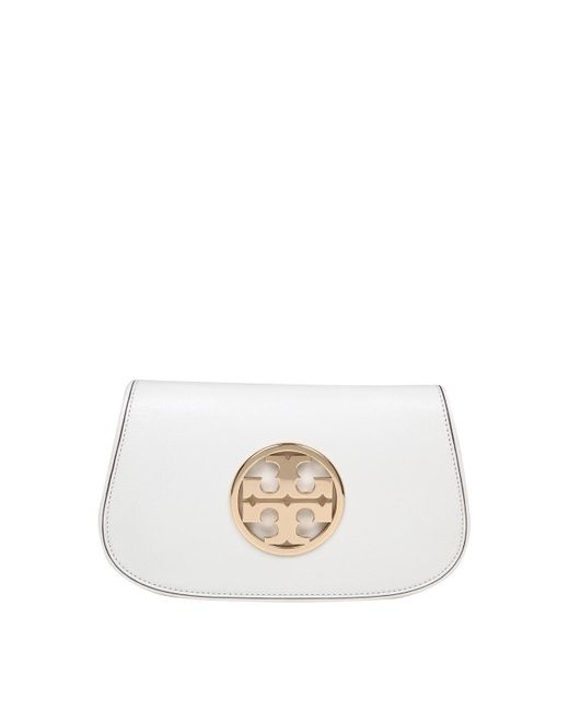 Tory Burch White Reva Clutch In Ivory Leather