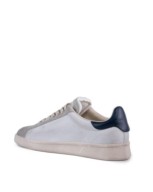 DSquared² Gray Dirty Maple Leaf Boxer Leather Sneakers for men