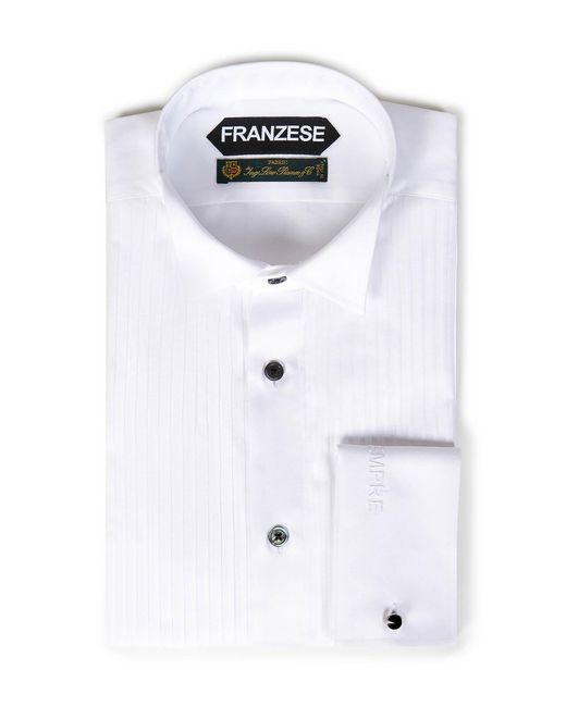 Franzese Collection Blue Natural Twill Tuxedo Shirt for men