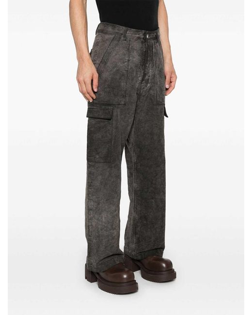 Rick Owens Gray Drkshdw Distressed Cargo Trousers for men