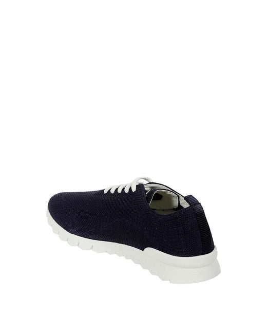 Kiton Blue Knitted Stretch Sneakers for men