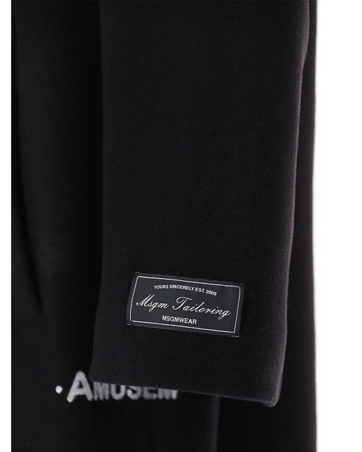 MSGM Black Warranty Label Coat for men