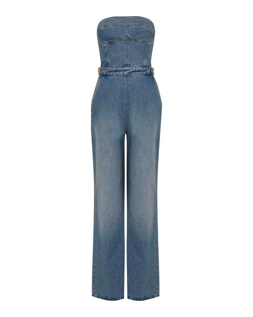 Elisabetta Franchi Blue Bustier Jumpsuit