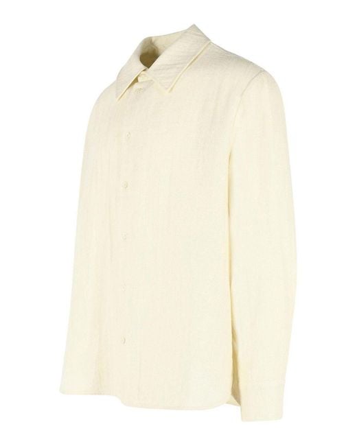 Séfr Natural Wes Ecru Cotton And Linen Shirt for men