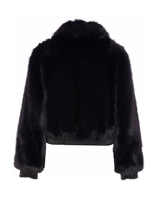Liu Jo Black Faux Fur Jacket Frontal Buttons Closure