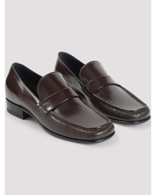 Phoebe Philo Gray Calf Leather Loafers
