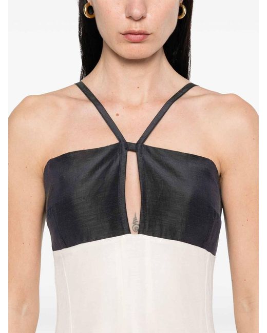Raquel Diniz Long And Linen And Silk Dress in White | Lyst