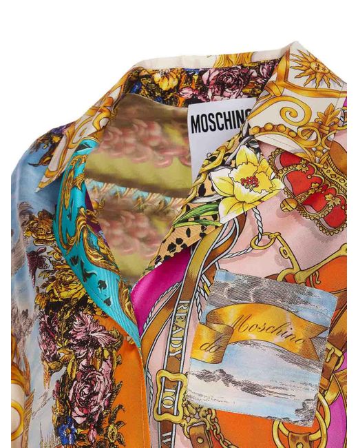 Moschino Gray Scarf Print Shirt