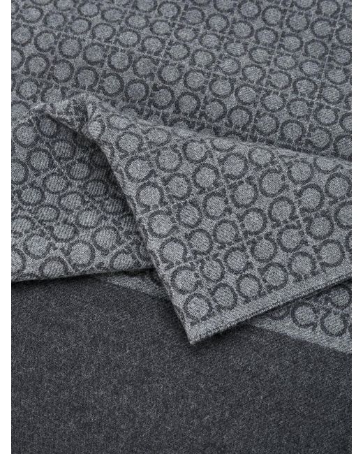 Ferragamo Gray Gancini Wool Scarf for men