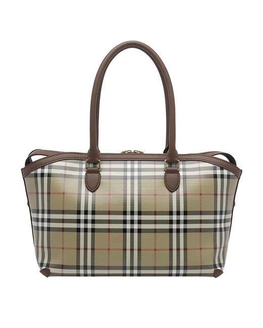 Burberry White Check Tote Bag