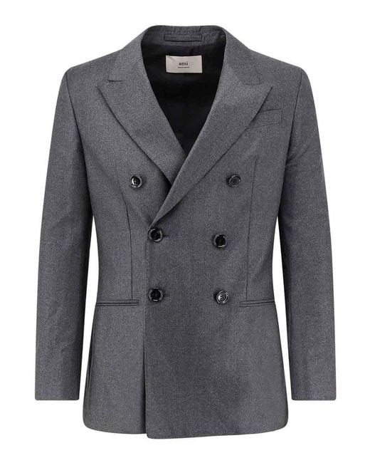 AMI Black Double-Breasted Blazer for men