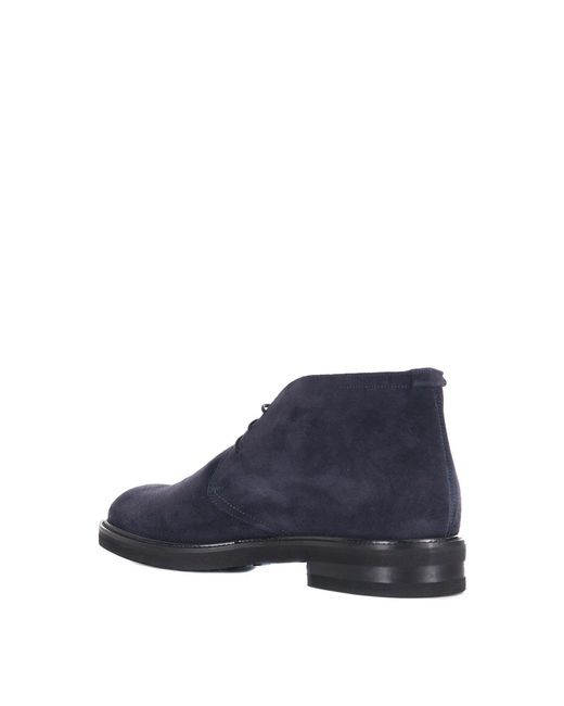 JEROLD WILTON Blue Suede Ankle Boots for men