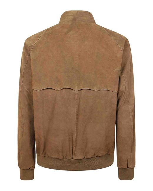 Baracuta Brown Jacket In Olive Suede Leather for men