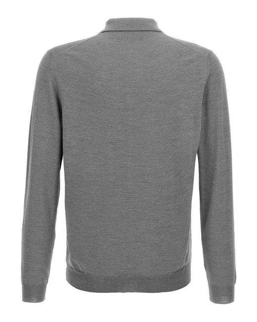 Zanone Gray Virgin Wool Polo Shirt for men