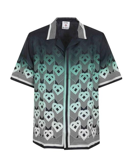 Casablanca Green Cuban Collar Short Sleeve Shirt for men