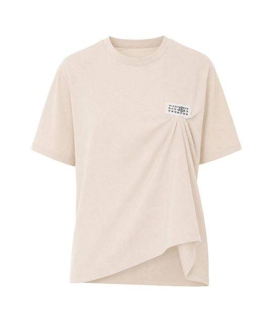 MM6 by Maison Margiela White Numeric Logo Draped T-Shirt
