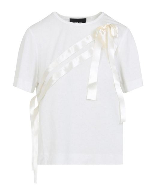 Simone Rocha White Bow Sash Easy T-Shirt