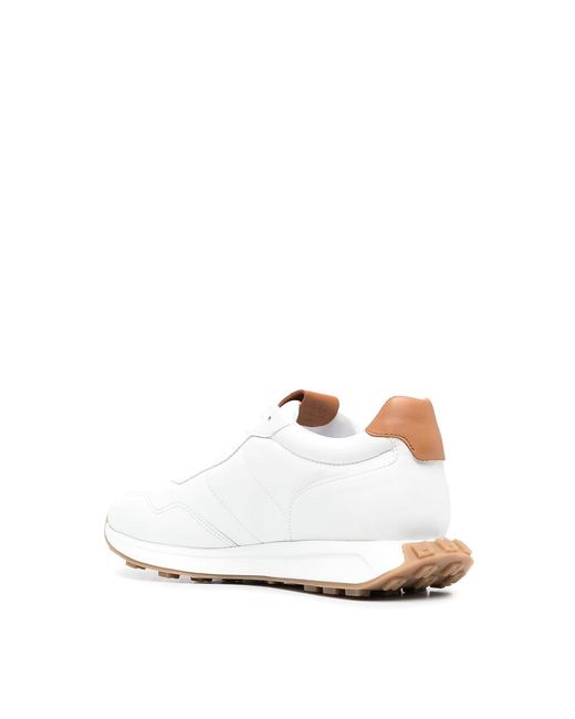 Hogan White Contrast-Detailing Leather Sneakers for men