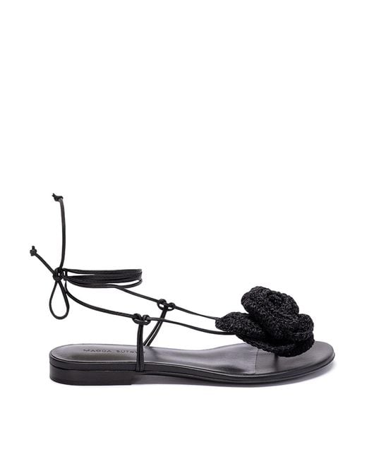 Magda Butrym Black Flower Flat Sandals