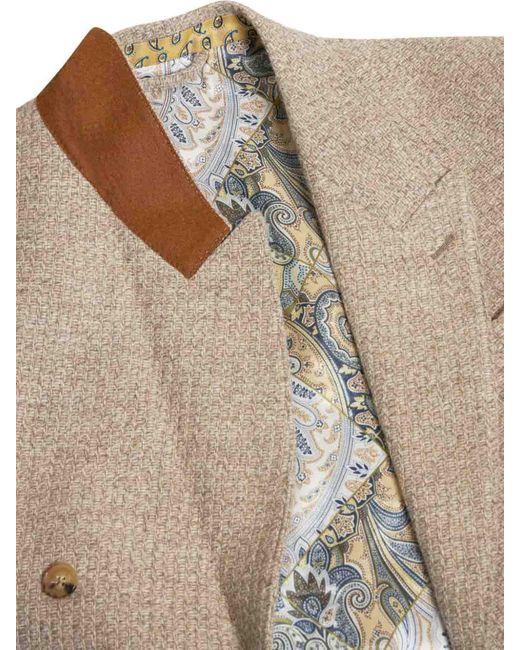 Etro Natural Double-Breasted Jacket With Peak Lapels for men