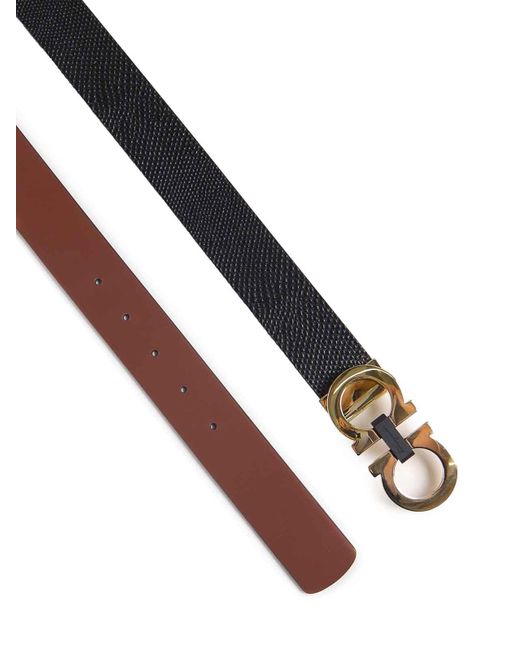 Ferragamo White Double-sided Leather Belt for men