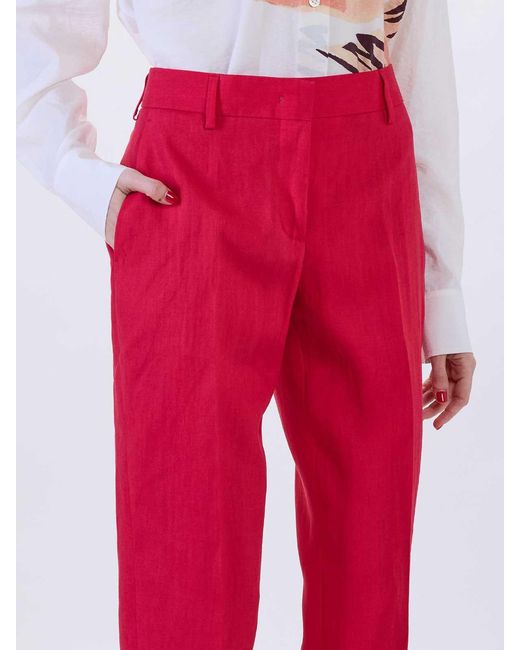 Paul Smith Red Linen Pleated Trousers