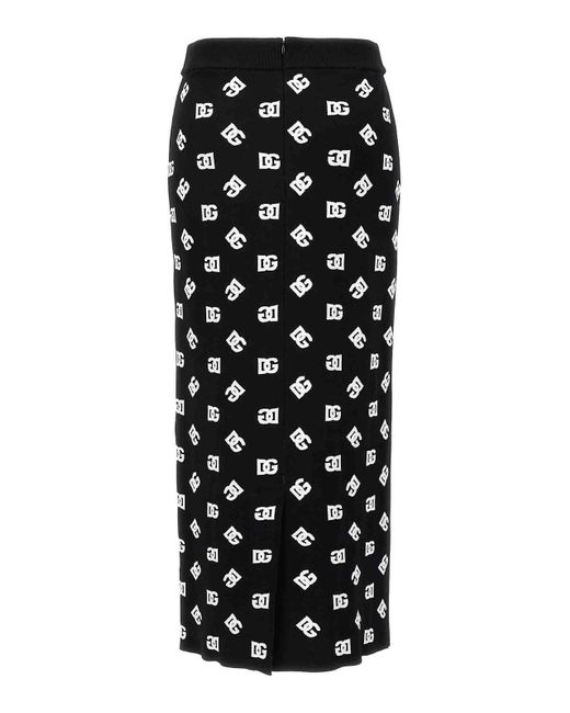 Dolce & Gabbana Black High Waist Dg Jacquard Skirt