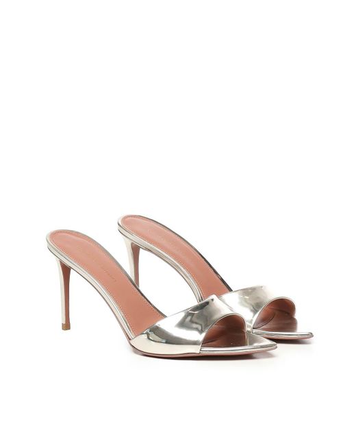 Giuliano Galiano White Alixia Mirror Leather Mules