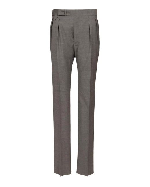 Tagliatore Gray Prince Of Wales Trousers for men