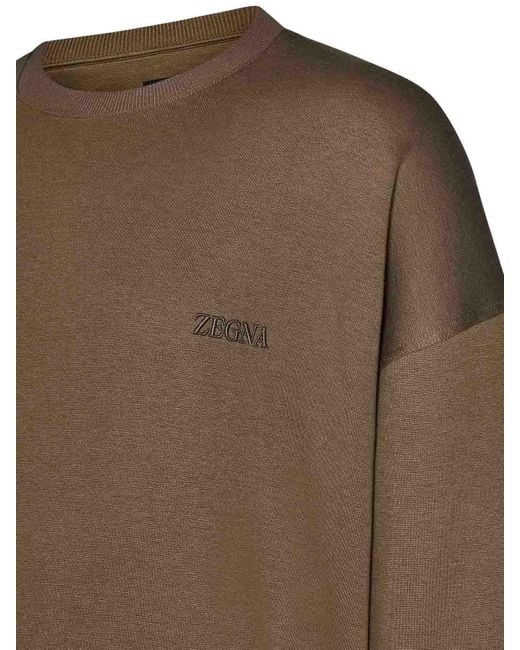 Zegna Brown Relaxed Fit Sweatshirt for men