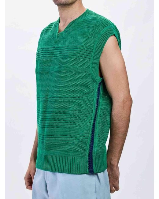 Paul Smith Green Knitted Cotton Vest for men