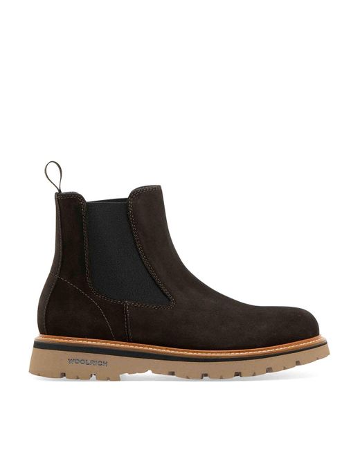 Woolrich Black Suede Leather Chelsea Boots for men