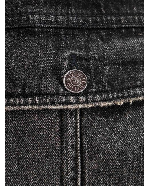 DIESEL Black Cotton Jacket Wit Metal Oval-d Logo for men