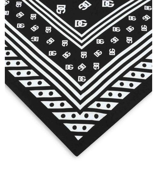 Dolce & Gabbana Black Scarf With All-over Dg Logo Print