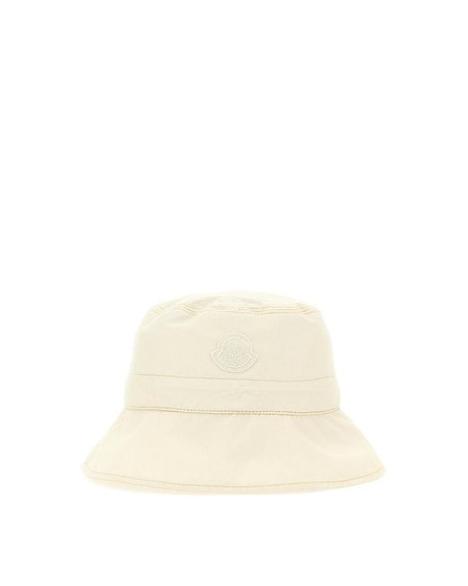 Moncler White Bucket Hat With Logo