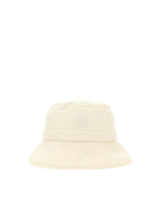 Moncler White Bucket Hat With Logo