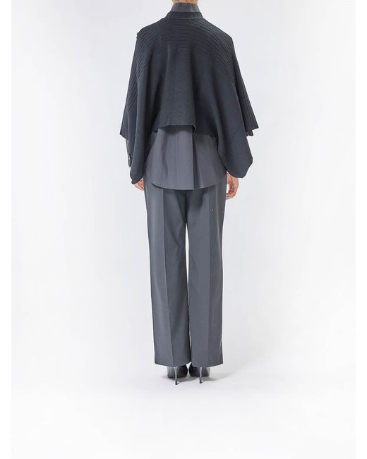 Karl Lagerfeld Blue Rib Knit Poncho