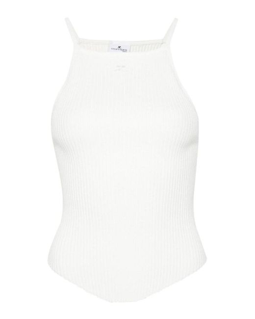 Courreges White Ribbed Tank Top