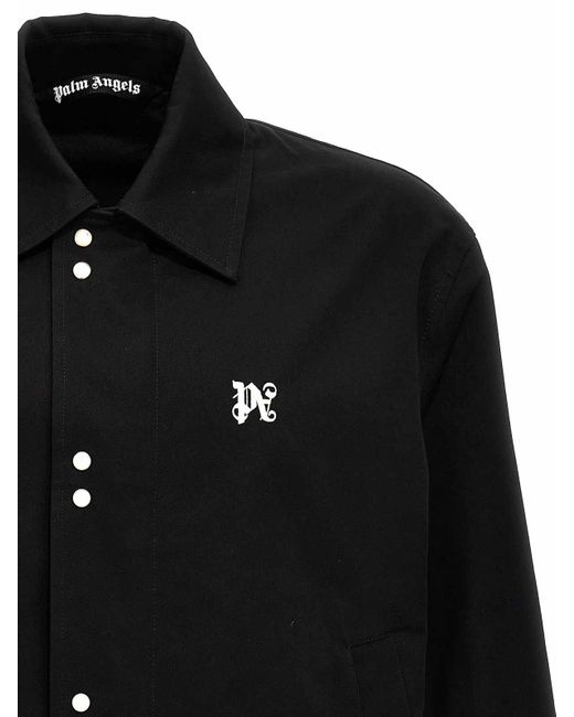 Palm Angels Black Monogram Coach Jacket for men