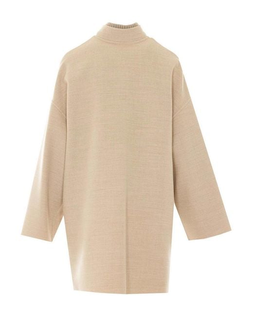 Fabiana Filippi Natural Coat With Frontal Zip Closure