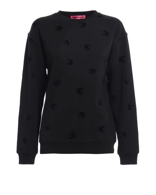 McQ Alexander McQueen Black Velvet Micro Swallow Sweatshirt