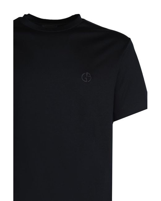 Giorgio Armani Cotton T-shirt With Embroidered Logo in Black for Men | Lyst