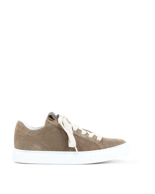 Brunello Cucinelli White Suede Leather Sneakers