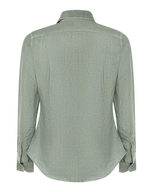 Eleventy Green Dandy Linen Shirt for men