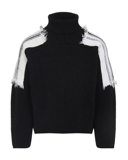 Mordecai Black Jacquard Stripe Turtle Neck for men