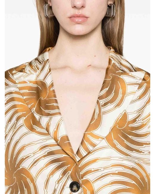 Alberto Biani Natural Printed Silk Caban Jacket