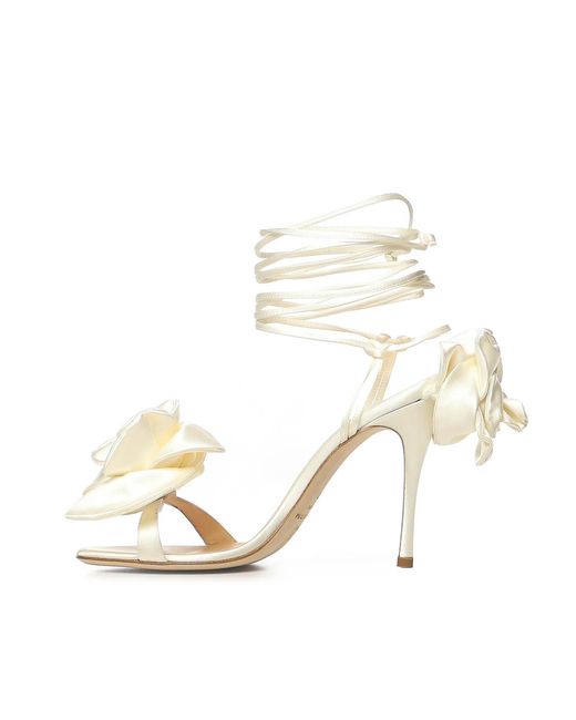 Magda Butrym Metallic Sandals With Floral Appliques
