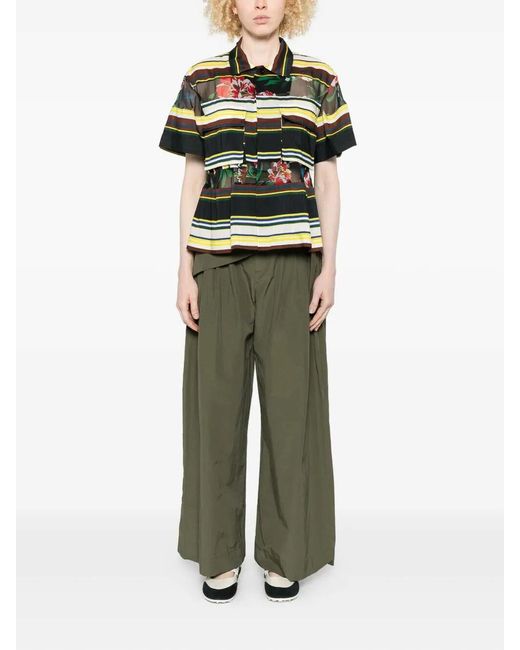 Sacai Green Pattern Mix Shirt