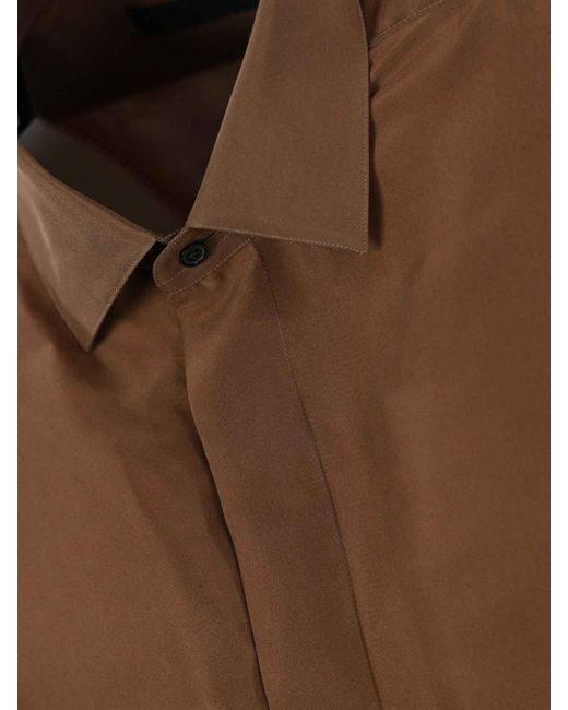 Corneliani Brown Silk Shirt for men