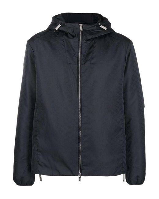 Emporio Armani Black Allover Logo Down Jacket for men